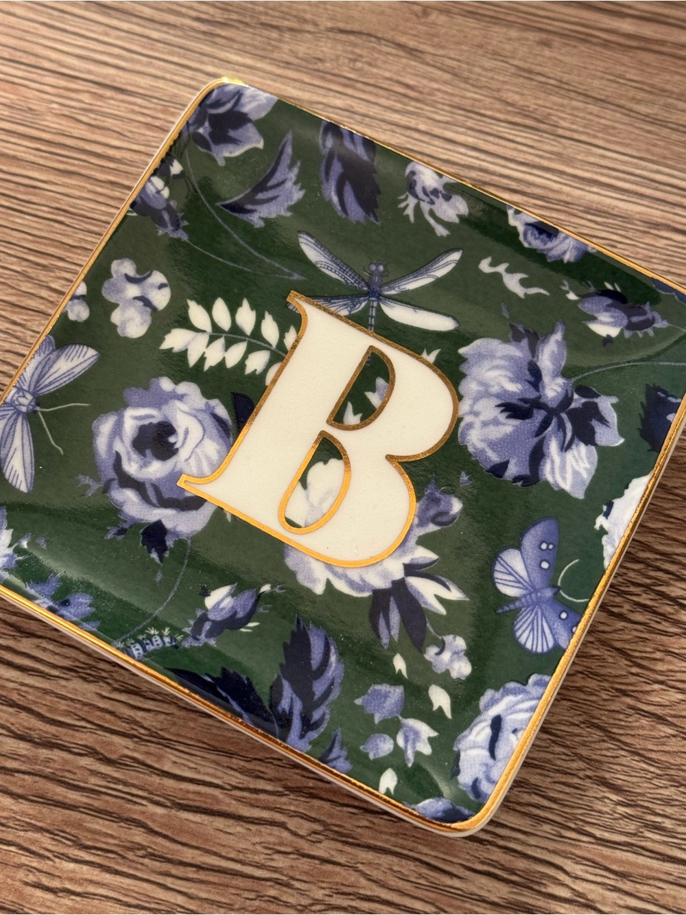 Anthropologie B Floral Monogram Trinket Dish